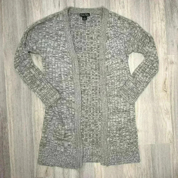 Evelyn Taylor Gray Knit Open Front Long Sleeve Cardigan Sweater Acrylic Size XL - Picture 1 of 6